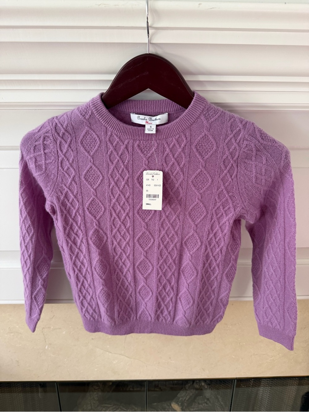 Brooks Brothers Lavender Cable-Knit Crewneck Sweater